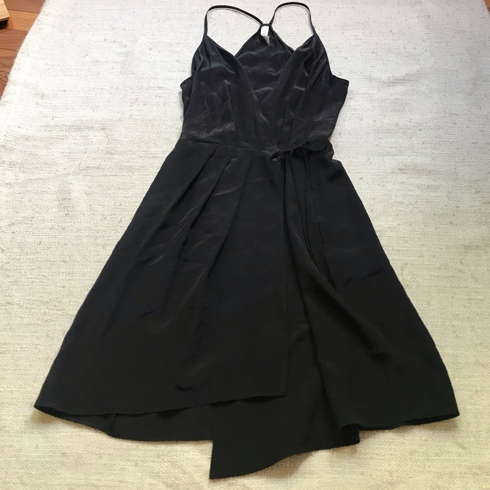 Rory Becca Black Silk Wrap Mini Dress XS